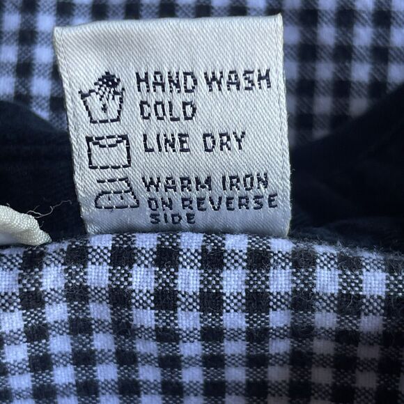 Lemon Grass Button Up Shirt Womens Large Black White Gingham Holiday Christmas - Picture 5 of 9